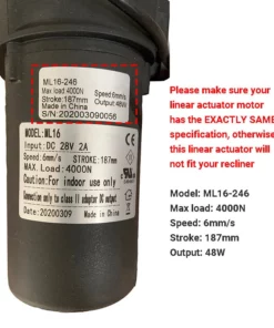 Life Easy Supply Mulin Power Recliner Motor ML16-246 Linear Actuator Compatible With Catnapper Recliner /Lift Chair/Sofa