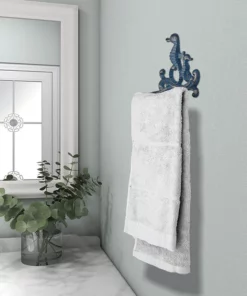 Life Easy Supply Mediterranean Style Cast Iron Seahorse Towel Holder Toilet Paper Rack Cloth Holder