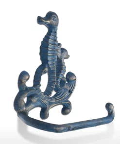 Life Easy Supply Mediterranean Style Cast Iron Seahorse Towel Holder Toilet Paper Rack Cloth Holder