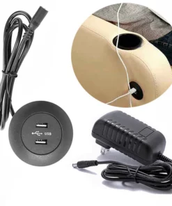 Life Easy Supply DIY Mounted Furniture USB Charging Port 5V 2A Dual USB With Power Adapter Switch & Charger