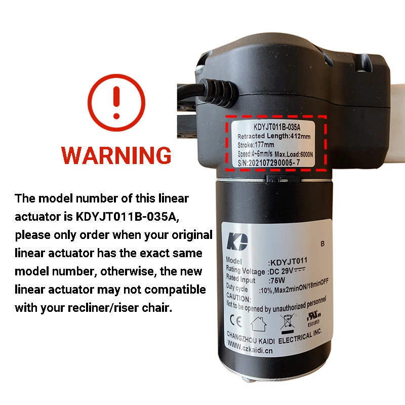 Life Easy Supply KDYJT011B-035A Kaidi Linear Actuator Motor For GFA Riser Recliner 2 Life Easy Supply KDYJT011B-035A Kaidi Linear Actuator Motor For GFA Riser Recliner