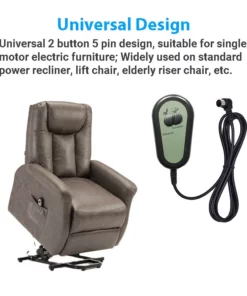 Life Easy Supply Right Angled 2 Button Remote Controller For Riser Recliner Lift Chair W/ Round 5 Pin Plug