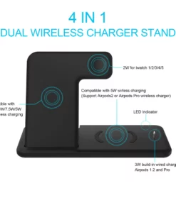 Life Easy Supply Wireless 4 In 1 Charge Stand For IPhone, Apple Watch, Airpods, Qi Wireless Charging Device Fast Charging