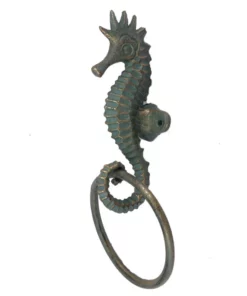 Life Easy Supply Retro Cast Iron Seahorse Towel Holder Mediterranean Style Creative Wall Mounted Towel Ring