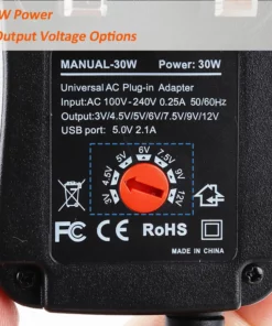 Life Easy Supply 3-12V Adjustable Power Switch Adapter 30W With 8 DC Conversion Plugs And USB Port Power Adapter