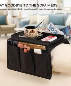Life Easy Supply Upholstery Sofa Recliner Chair Armrest Organizer With 5 Pockets & Cup Holder Tray
