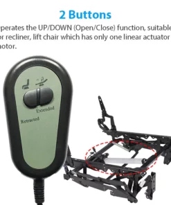 Life Easy Supply Right Angled 2 Button Remote Controller For Riser Recliner Lift Chair W/ Round 5 Pin Plug