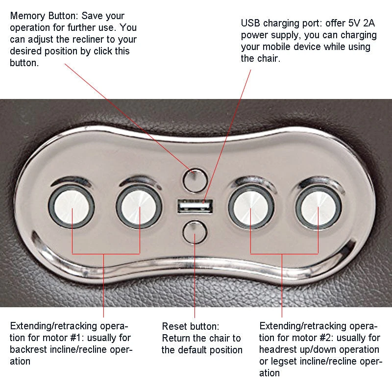 Life Easy Supply 6 Buttons Control Switch For Recliner Sofa Chair With USB & LED-backlit 6 Life Easy Supply 6 Buttons Control Switch For Recliner Sofa Chair With USB & LED-backlit