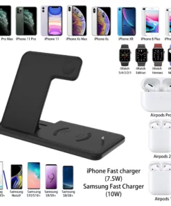 Life Easy Supply Wireless 4 In 1 Charge Stand For IPhone, Apple Watch, Airpods, Qi Wireless Charging Device Fast Charging