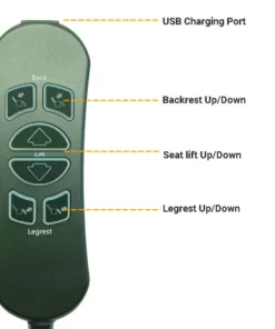 Life Easy Supply 6 Button 5 Pin Remote Controller For Recliner W/USB Charging Port & Backlit