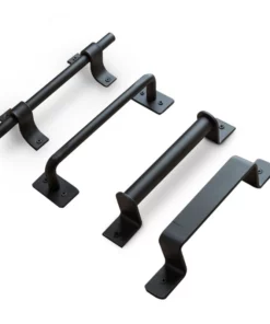 Life Easy Supply 2 Pcs Vintage Wooden Door Handle Pull Industrial StyleBlack Metal Barn Door Handle With Screws