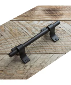 Life Easy Supply 2 Pcs Vintage Wooden Door Handle Pull Industrial StyleBlack Metal Barn Door Handle With Screws