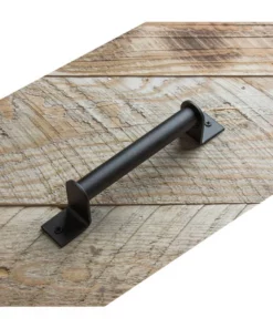 Life Easy Supply 2 Pcs Vintage Wooden Door Handle Pull Industrial StyleBlack Metal Barn Door Handle With Screws