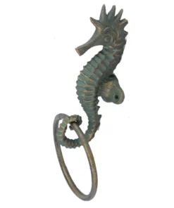 Life Easy Supply Retro Cast Iron Seahorse Towel Holder Mediterranean Style Creative Wall Mounted Towel Ring