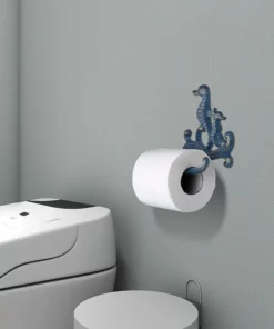 Life Easy Supply Mediterranean Style Cast Iron Seahorse Towel Holder Toilet Paper Rack Cloth Holder